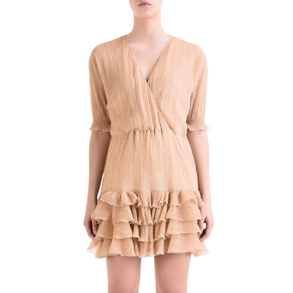 Just Cavalli Gold Ruffle Mini Dress Size 44 - Picture 3 of 17